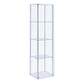 Glass And Metal Curio Cabinet With 4 Shelves, Clear And White By Benzara | Cabinets | Modishstore