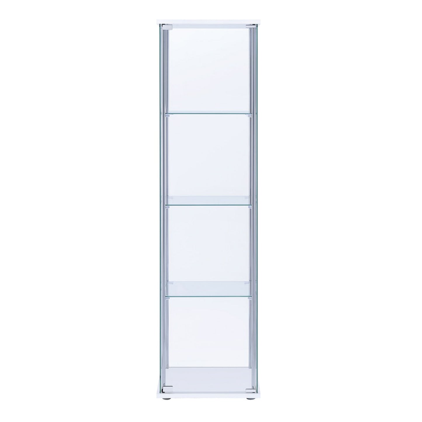 Glass And Metal Curio Cabinet With 4 Shelves, Clear And White By Benzara | Cabinets | Modishstore - 2