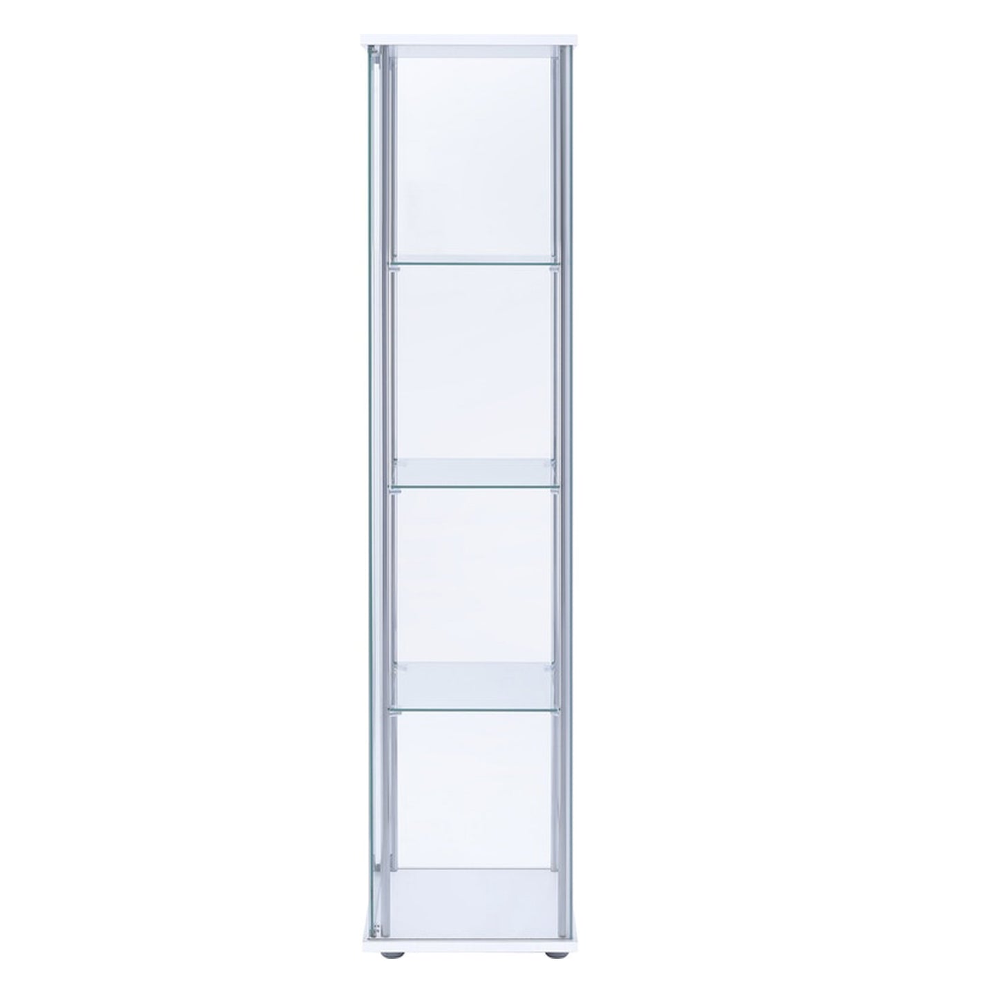 Glass And Metal Curio Cabinet With 4 Shelves, Clear And White By Benzara | Cabinets | Modishstore - 3