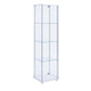 Glass And Metal Curio Cabinet With 4 Shelves, Clear And White By Benzara | Cabinets | Modishstore - 4