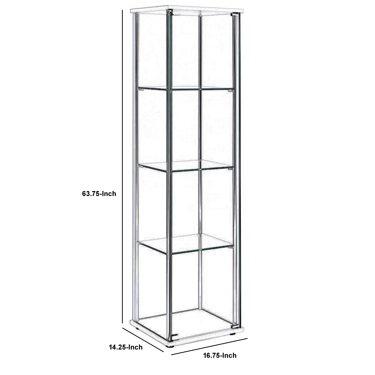Glass And Metal Curio Cabinet With 4 Shelves, Clear And White By Benzara | Cabinets | Modishstore - 5