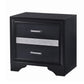 Nightstand With 2 Drawers And Rhinestone Pull Handles, Black And Silver By Benzara | Nightstands | Modishstore