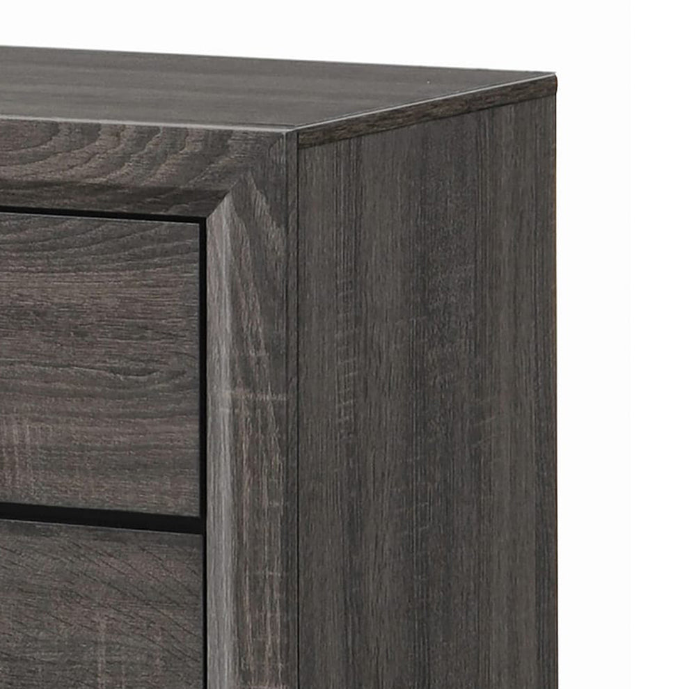 Wooden Nightstand With 2 Drawers And Chamfered Legs, Gray And Black By Benzara | Nightstands | Modishstore - 2