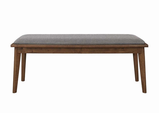 Fabric Upholstered Wooden Bench With Chamfered Legs, Gray And Brown By Benzara | Benches |  Modishstore 