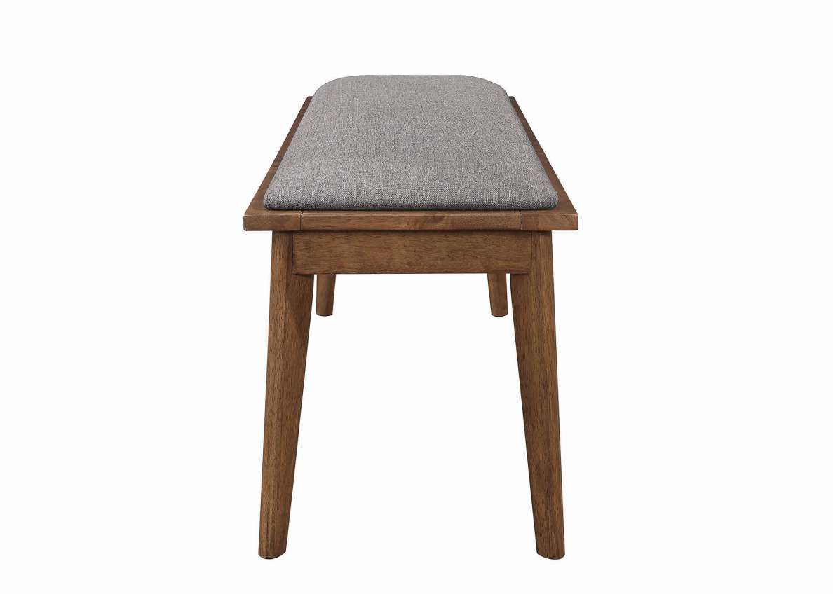 Fabric Upholstered Wooden Bench With Chamfered Legs, Gray And Brown By Benzara | Benches |  Modishstore  - 3