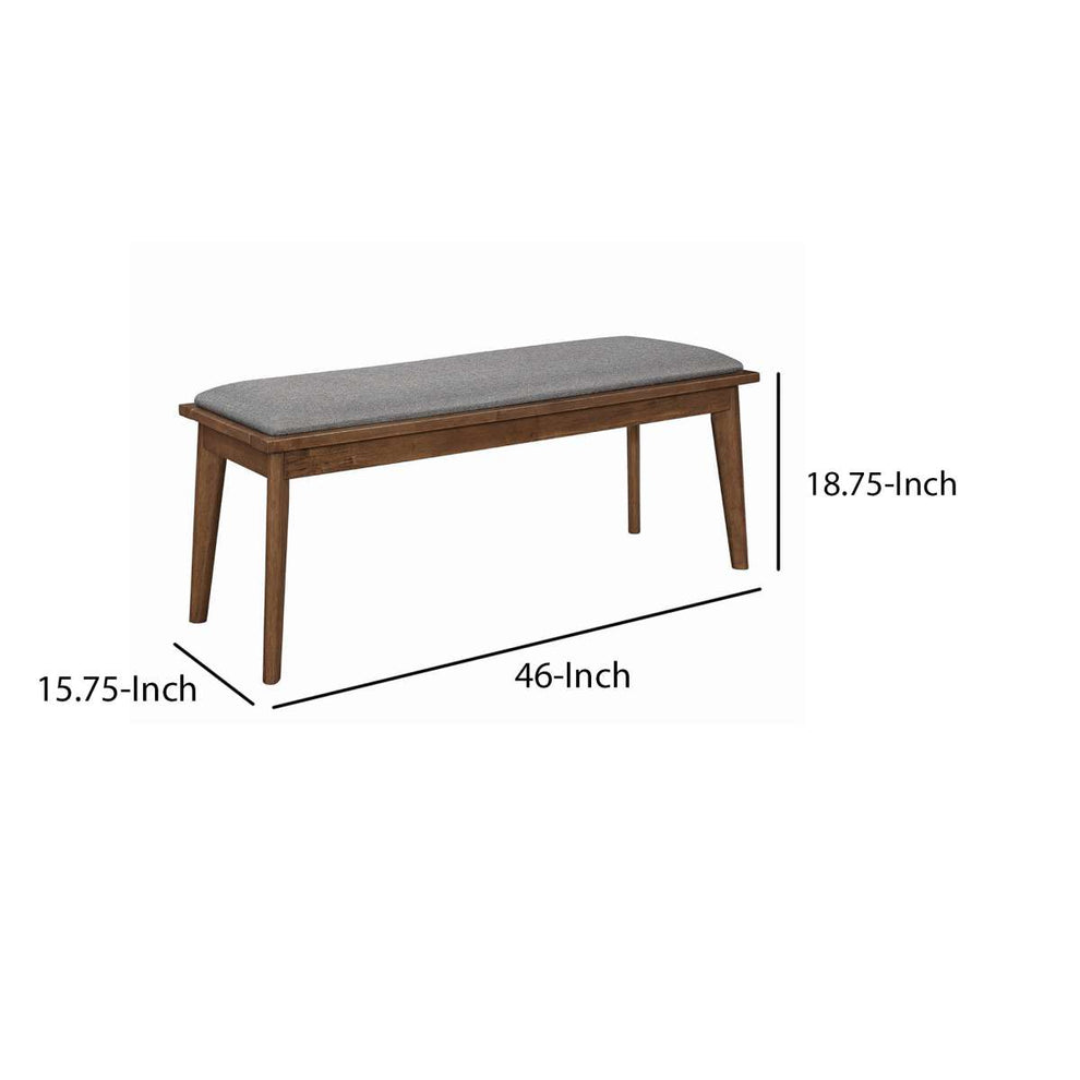 Fabric Upholstered Wooden Bench With Chamfered Legs, Gray And Brown By Benzara | Benches |  Modishstore  - 4