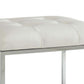 Leatherette Metal Frame Ottoman With Tufted Seating, White And Silver By Benzara | Ottomans |  Modishstore  - 2