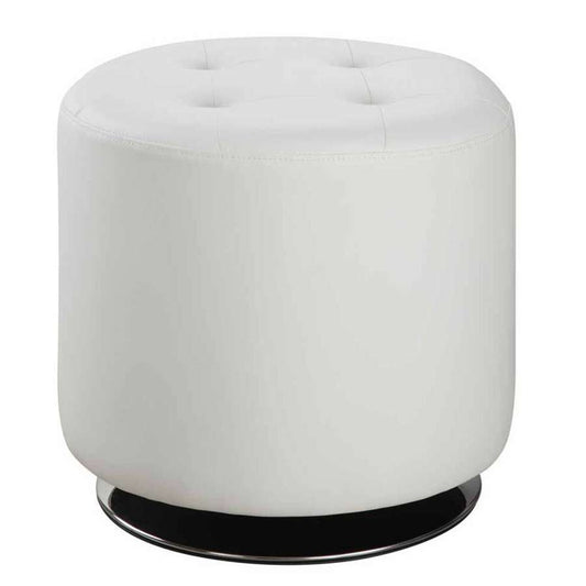 Round Leatherette Swivel Ottoman With Tufted Seat, White And Black By Benzara | Ottomans |  Modishstore 