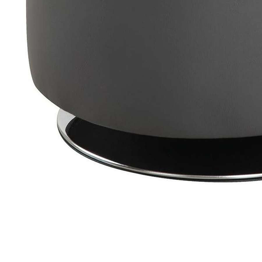 Round Leatherette Swivel Ottoman With Tufted Seat, Gray And Black By Benzara | Ottomans |  Modishstore  - 3