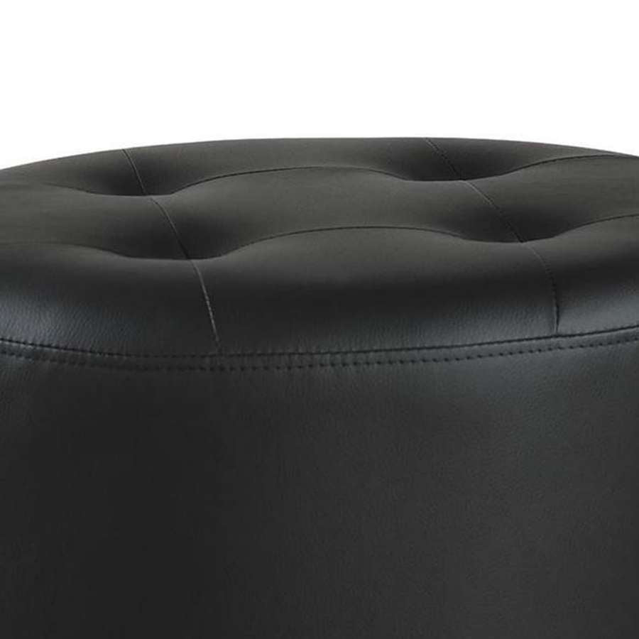 Round Leatherette Swivel Ottoman With Tufted Seat, Black By Benzara | Ottomans |  Modishstore  - 2