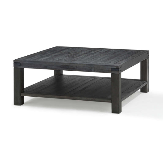 Square Coffee Table With Block Legs And 1 Open Shelf, Dark Gray By Benzara | Coffee Tables |  Modishstore 