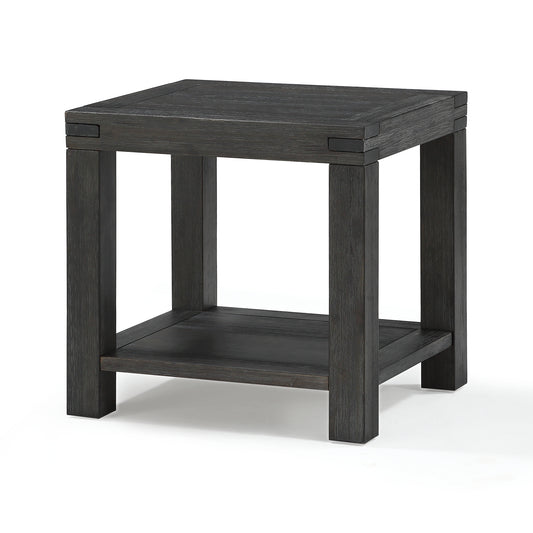 Wooden End Table With Block Legs And Open Shelf, Dark Gray By Benzara | Side Tables |  Modishstore 