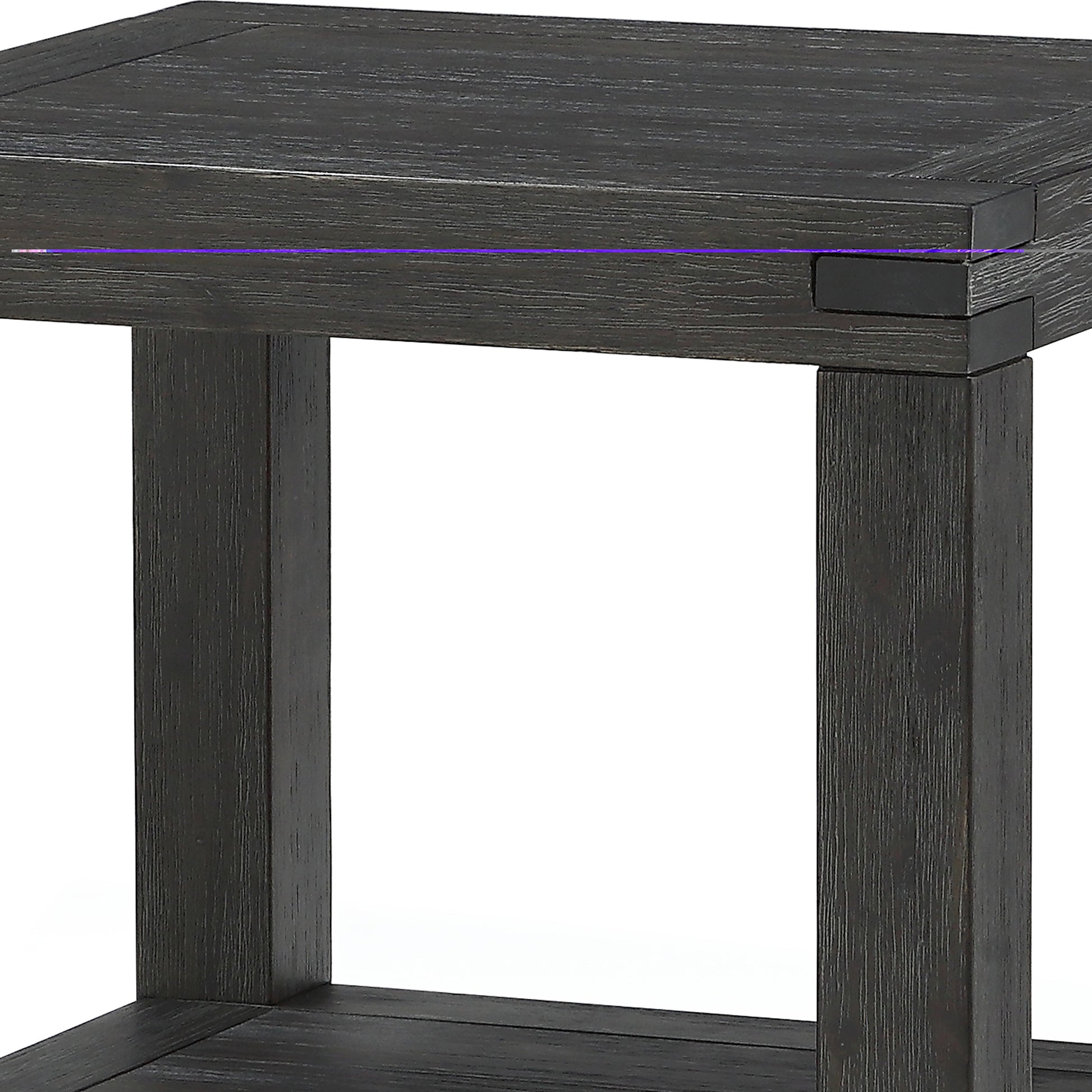Wooden End Table With Block Legs And Open Shelf, Dark Gray By Benzara | Side Tables |  Modishstore  - 4