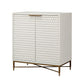 Honeycomb Design 2 Door Bar Cabinet With Metal Legs, White By Benzara | Cabinets | Modishstore - 2