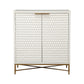Honeycomb Design 2 Door Bar Cabinet With Metal Legs, White By Benzara | Cabinets | Modishstore