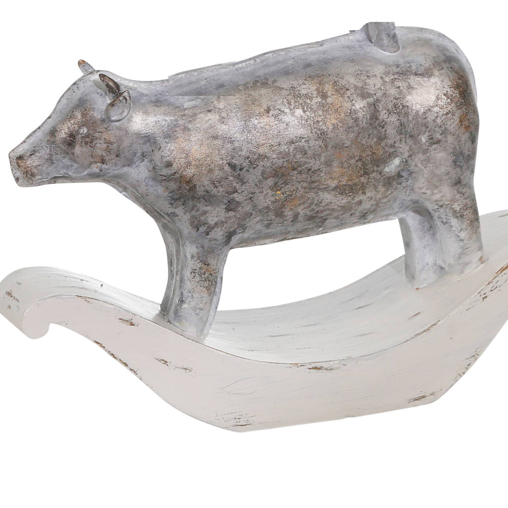 Decorative Polyresin Sculpture With Stacked Animals, White And Bronze By Benzara | Animals & Pets |  Modishstore  - 4