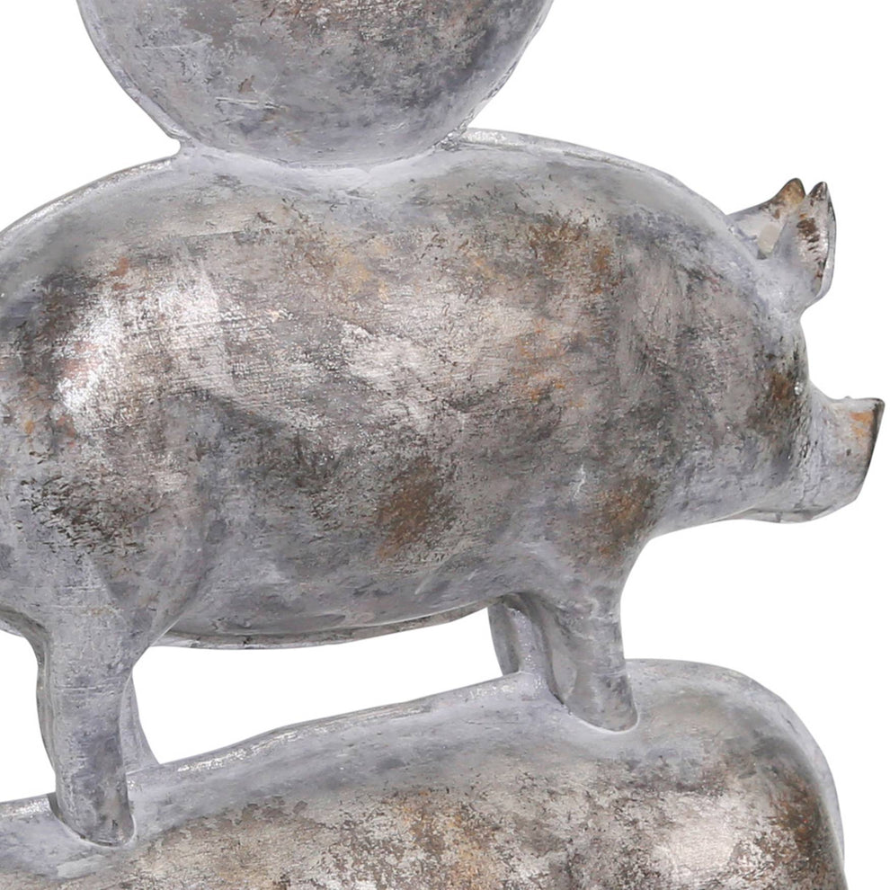 Decorative Polyresin Sculpture With Stacked Animals, White And Bronze By Benzara | Animals & Pets |  Modishstore  - 3
