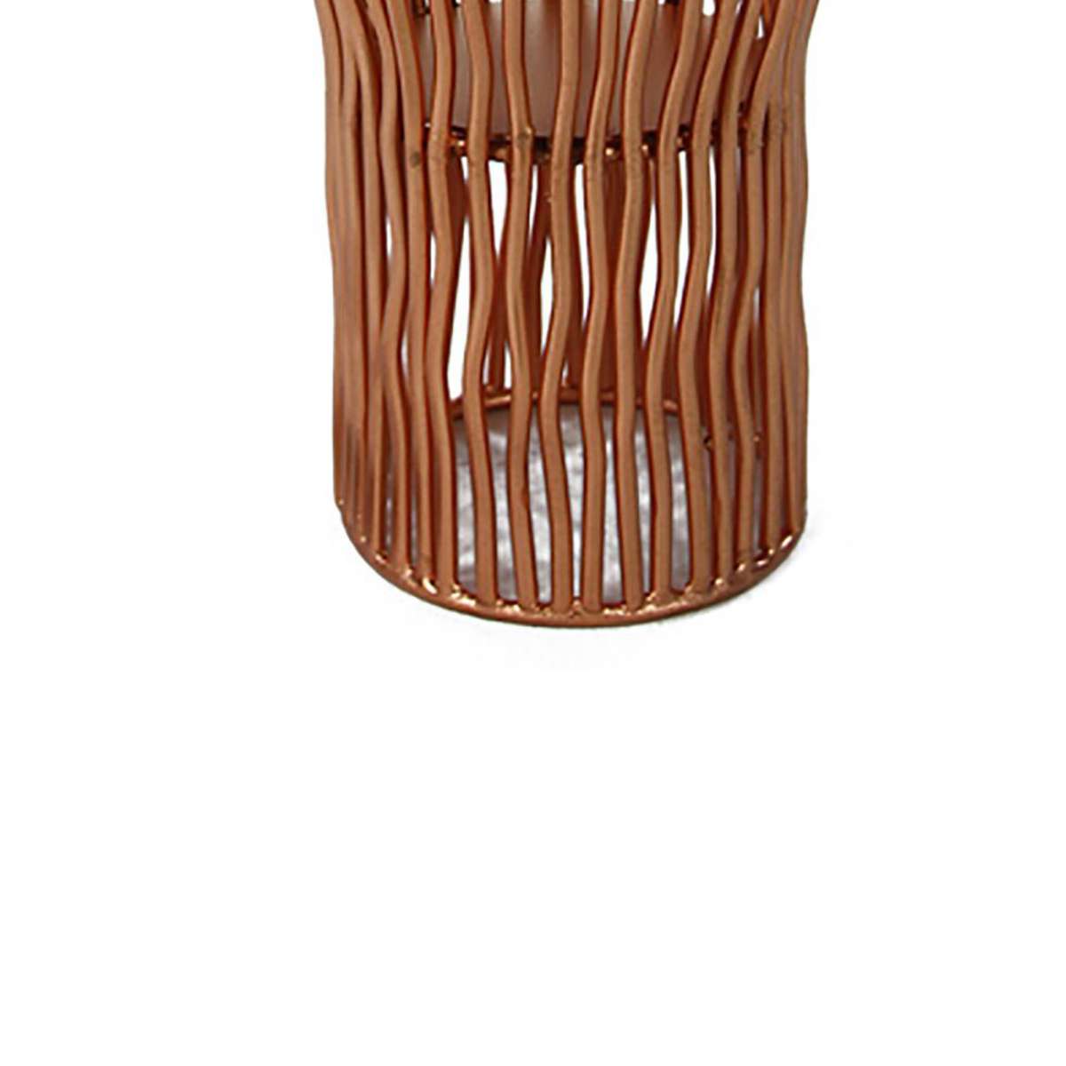Metal Pillar Candle Holder With Wavy Wires, Rose Gold By Benzara | Candle Holders |  Modishstore  - 3