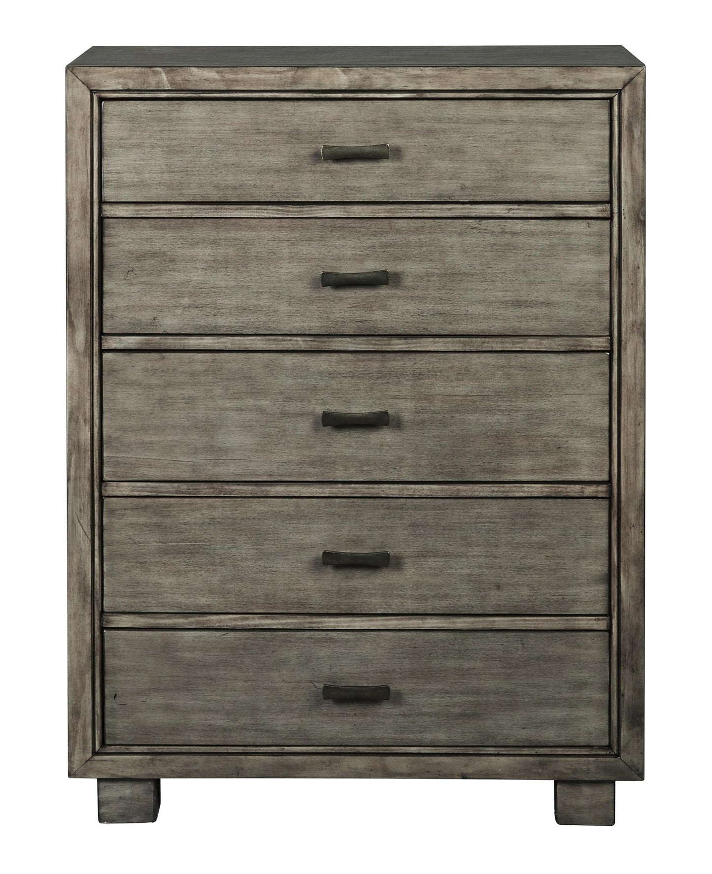 5 Drawer Wooden Chest With Block Legs, Gray By Benzara | Cabinets | Modishstore - 3