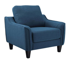 Fabric Upholstered Wooden Chair With Corner Blocked Frame, Blue By Benzara