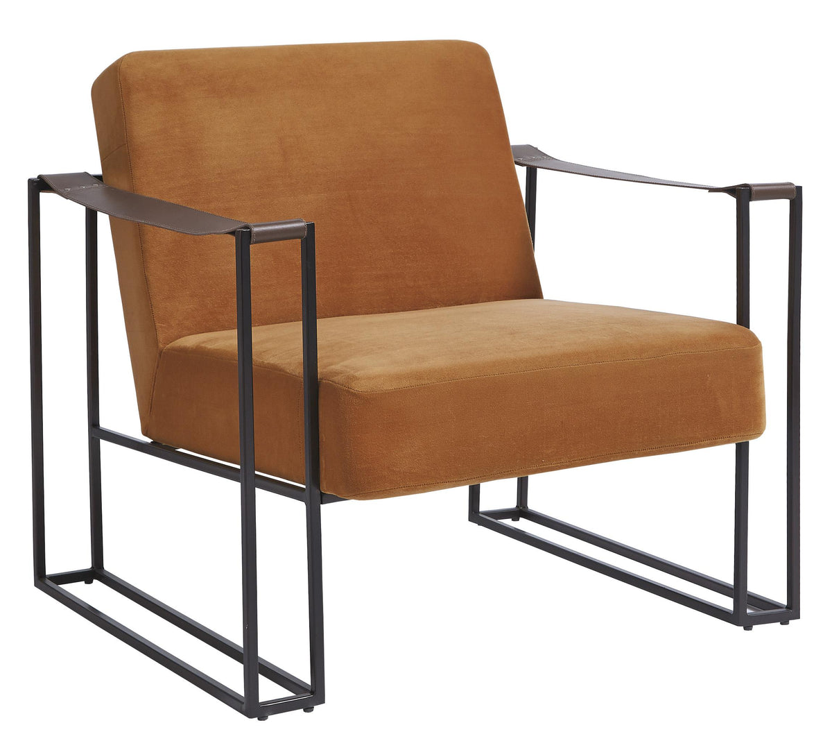 Metal Frame Accent Chair With Padded Seat And Back, Orange And Bronze By Benzara | Accent Chairs | Modishstore