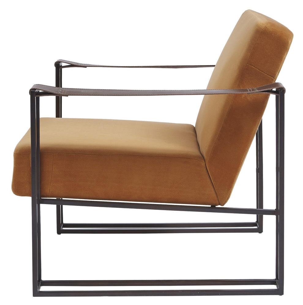 Metal Frame Accent Chair With Padded Seat And Back, Orange And Bronze By Benzara | Accent Chairs | Modishstore - 2