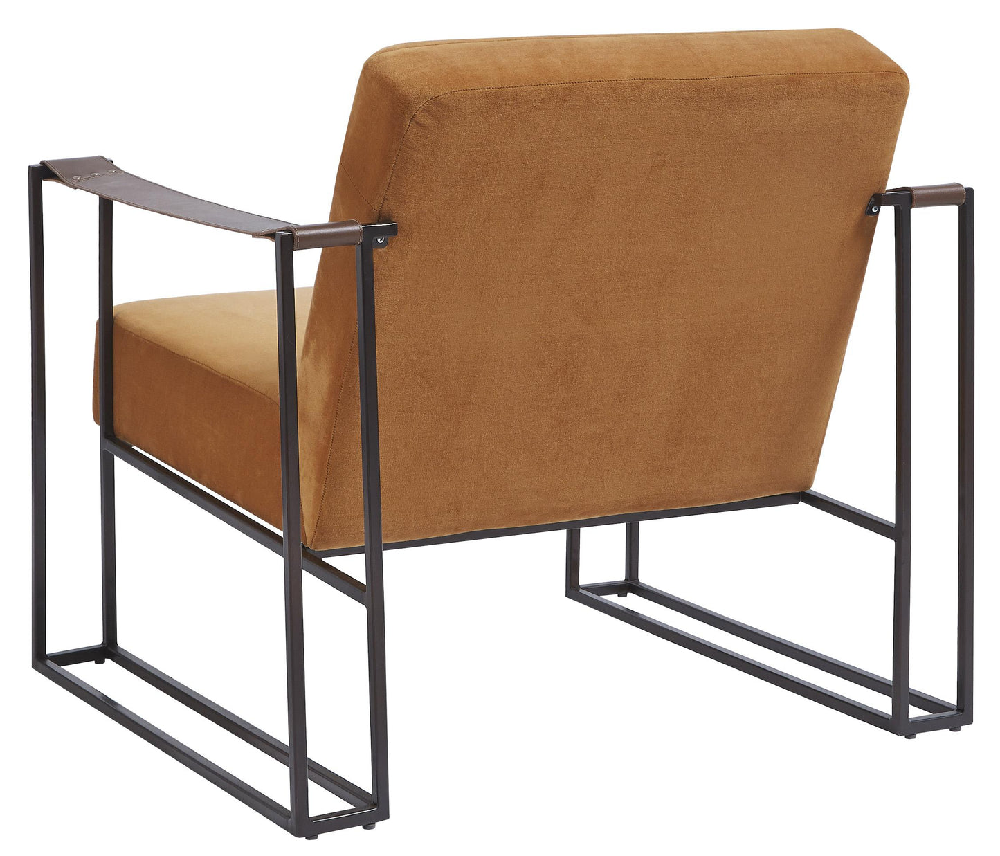 Metal Frame Accent Chair With Padded Seat And Back, Orange And Bronze By Benzara | Accent Chairs | Modishstore - 3