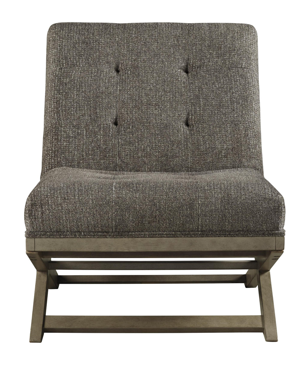 X Frame Base Wooden Accent Chair With Padded Seat And Back, Brown And Gray By Benzara | Accent Chairs | Modishstore - 2