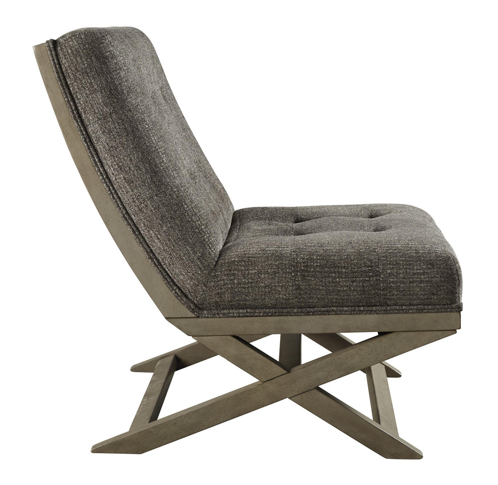 X Frame Base Wooden Accent Chair With Padded Seat And Back, Brown And Gray By Benzara | Accent Chairs | Modishstore - 3