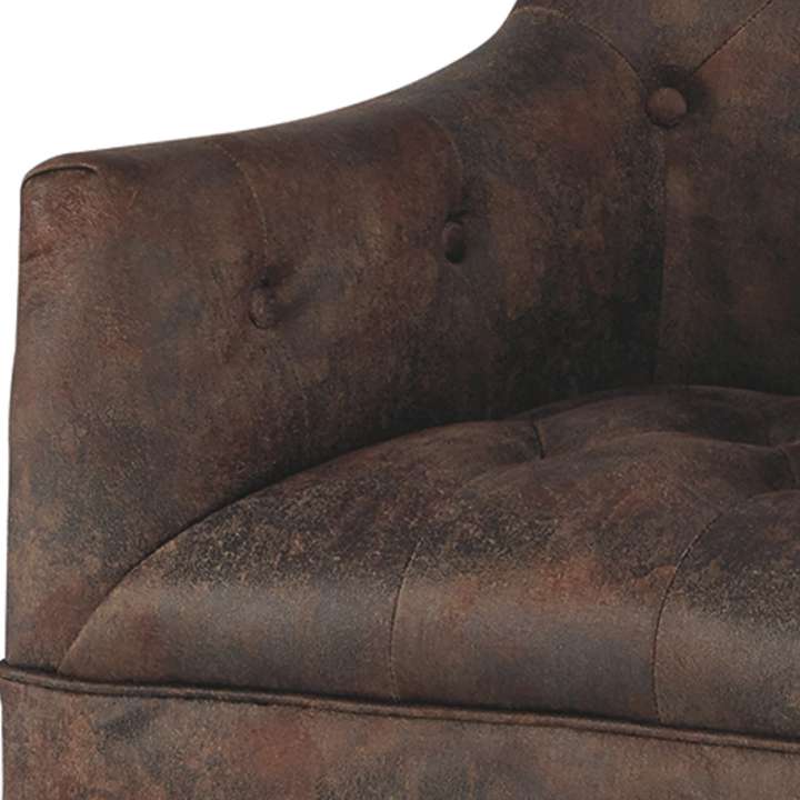 Wood And Fabric Accent Chair With Diamond Button Tufting, Brown By Benzara | Accent Chairs |  Modishstore  - 3