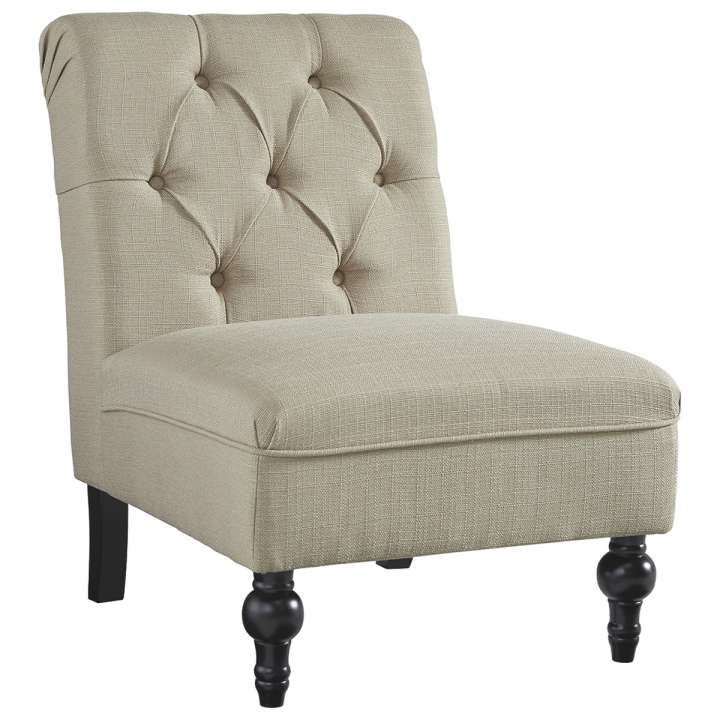 Wood And Fabric Armless Accent Chair With Button Tufting, Beige By Benzara | Accent Chairs |  Modishstore 