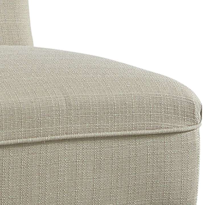 Wood And Fabric Armless Accent Chair With Button Tufting, Beige By Benzara | Accent Chairs |  Modishstore  - 3