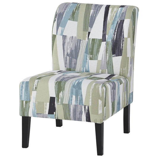 Wooden Armless Accent Chair With Patterned Fabric Upholstery, Multicolor By Benzara | Accent Chairs | Modishstore