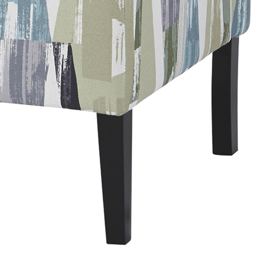 Wooden Armless Accent Chair With Patterned Fabric Upholstery, Multicolor By Benzara | Accent Chairs | Modishstore - 2