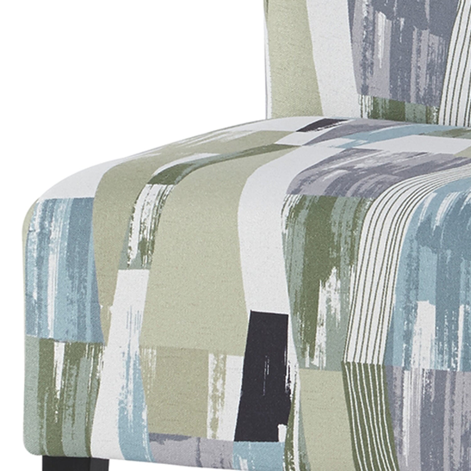 Wooden Armless Accent Chair With Patterned Fabric Upholstery, Multicolor By Benzara | Accent Chairs | Modishstore - 4