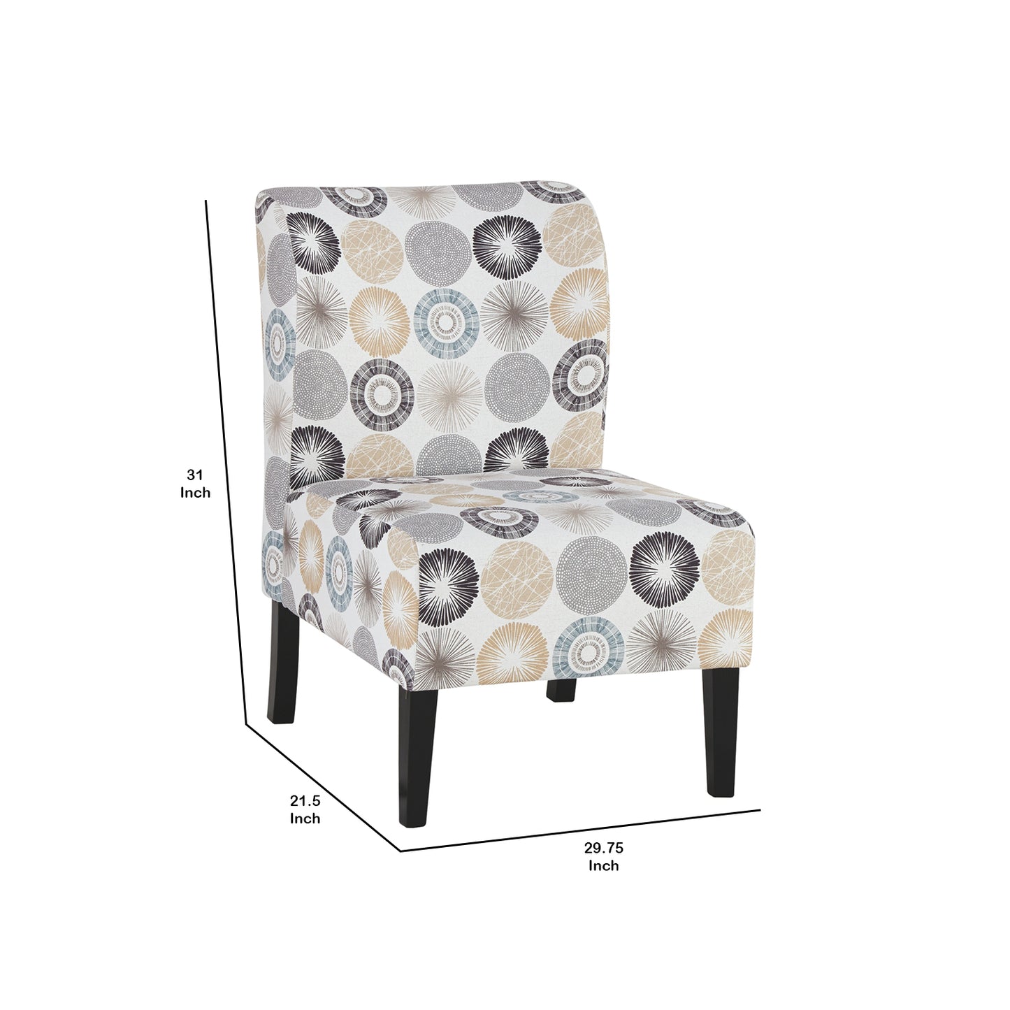 Wooden Armless Accent Chair With Fabric Upholstery, Multicolor By Benzara | Accent Chairs | Modishstore - 5