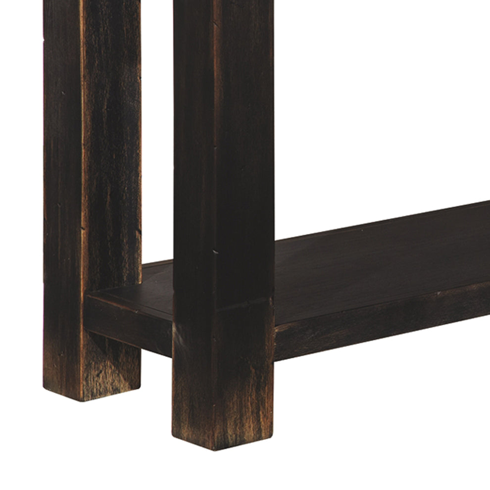 Wooden Sofa Table With Four Drawers And One Shelf, Weathered Black By Benzara | Console Tables | Modishstore - 2