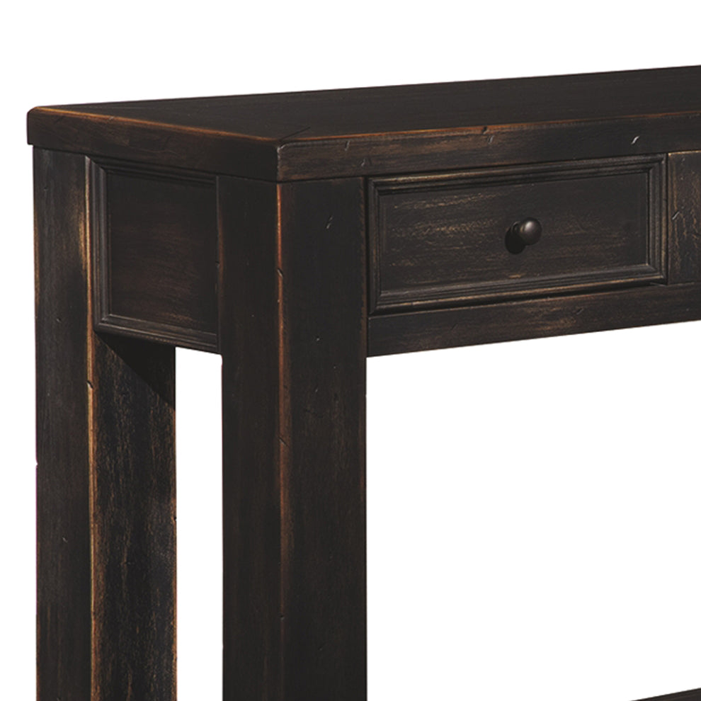 Wooden Sofa Table With Four Drawers And One Shelf, Weathered Black By Benzara | Console Tables | Modishstore - 4