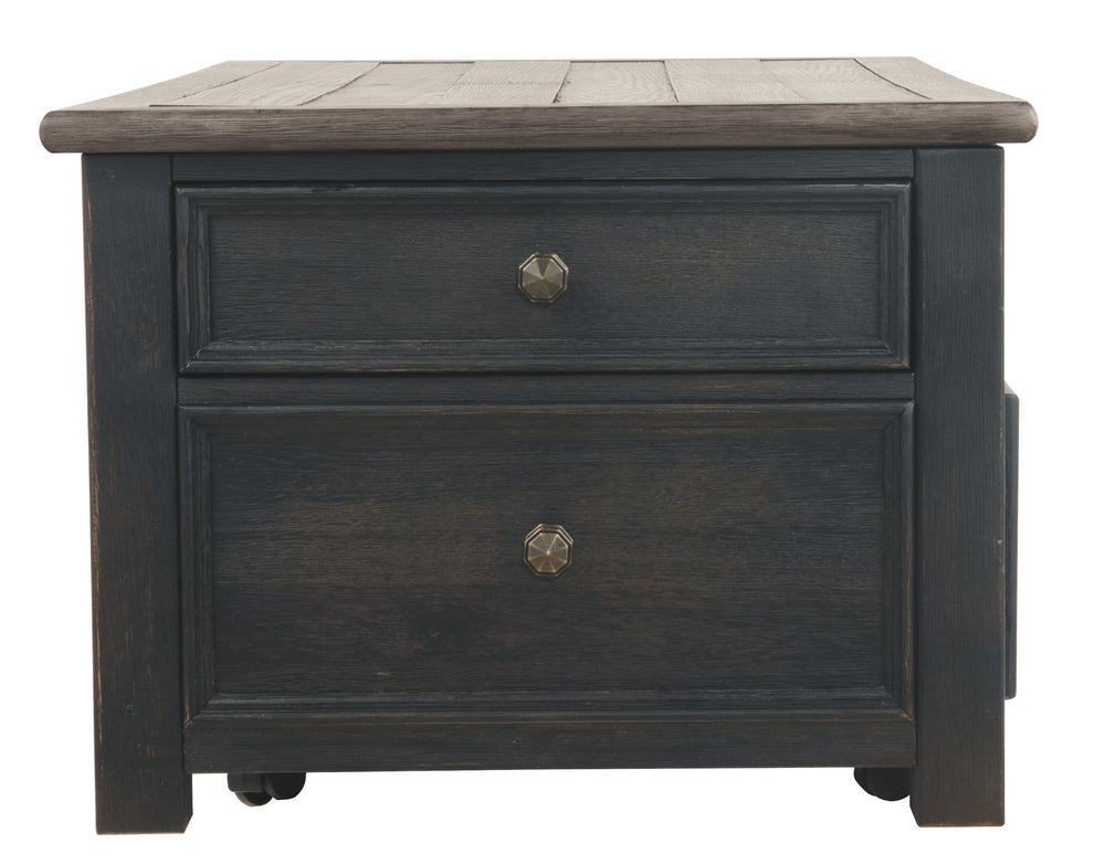 Wooden Lift Top Coffee Table With Drawers And Caster, Black And Brown By Benzara | Coffee Tables | Modishstore - 3