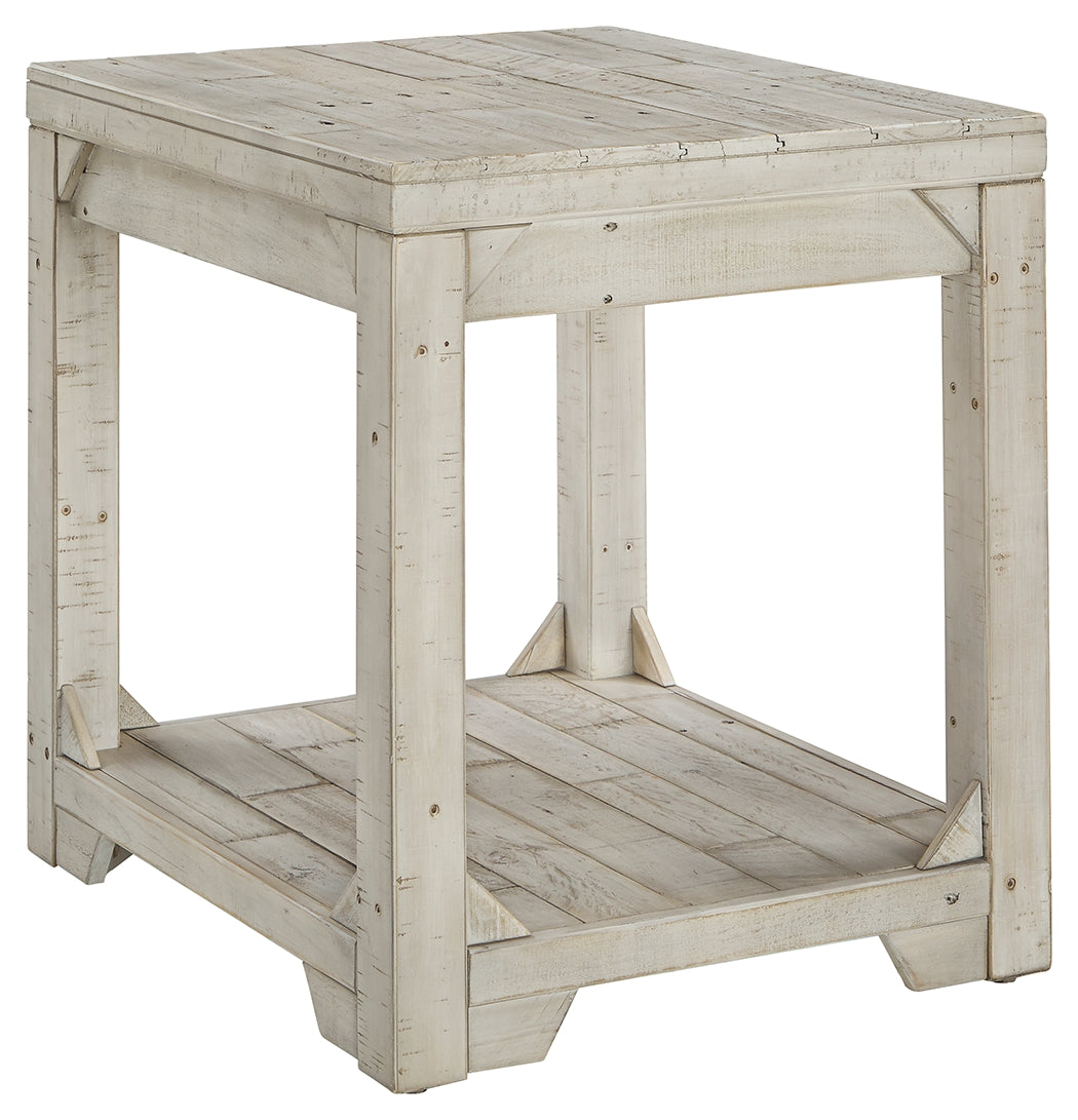 Farmhouse Style Wooden End Table With Plank Design Open Shelf, White By Benzara | End Tables | Modishstore