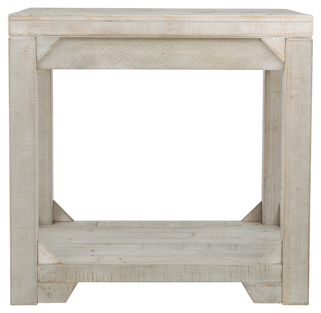 Farmhouse Style Wooden End Table With Plank Design Open Shelf, White By Benzara | End Tables | Modishstore - 5
