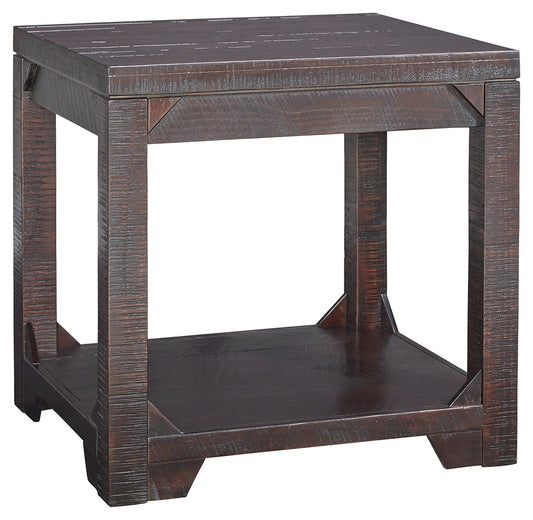 Rough Sawn Textured Wooden End Table With One Shelf, Brown By Benzara | End Tables | Modishstore