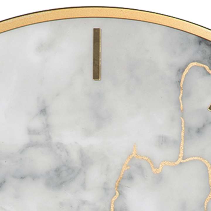 Round Metal Wall Clock With Faux Marble Background, Gold And White By Benzara | Clocks |  Modishstore  - 3
