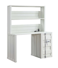 Metal Base Dusk And Hutch With Storage Space And Recessed Panels