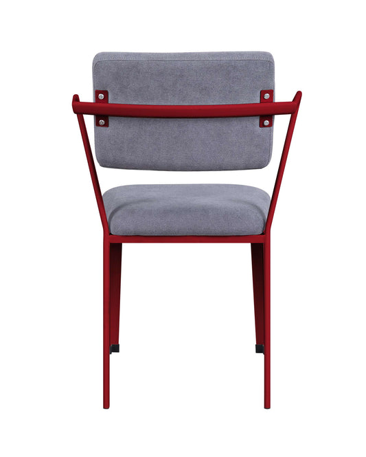 Fabric Upholstered Metal Base Chair With Flared Armrest, Red And Gray By Benzara | Accent Chairs |  Modishstore 