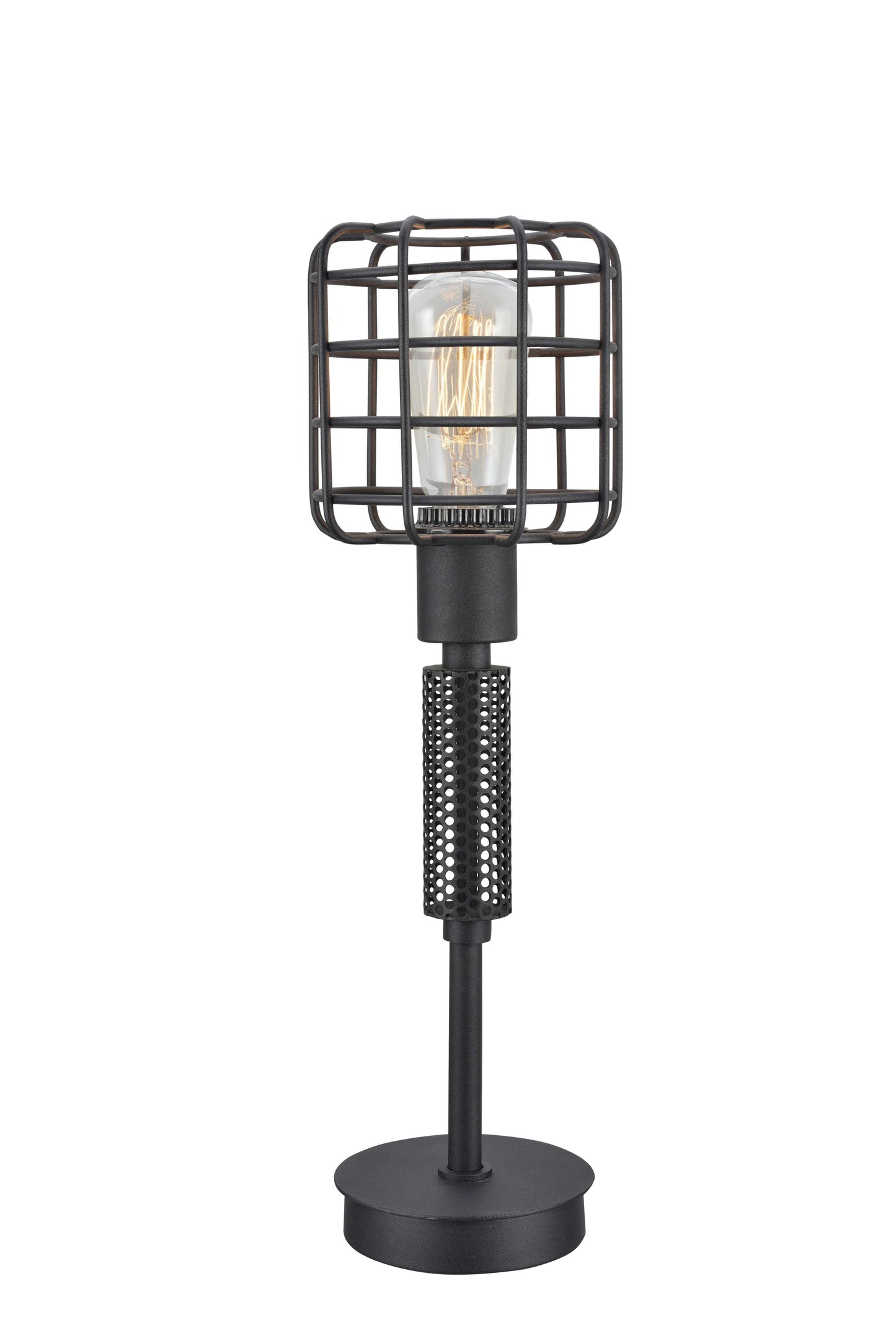 Contemporary Style Caged Shade Table Lamp With Mesh Pattern, Black By Benzara | Table Lamps |  Modishstore 