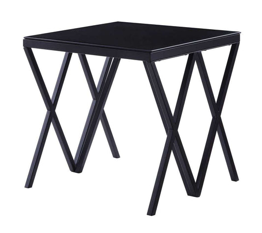 Contemporary Style Metal End Table With Geometric Base, Black By Benzara | Side Tables |  Modishstore 