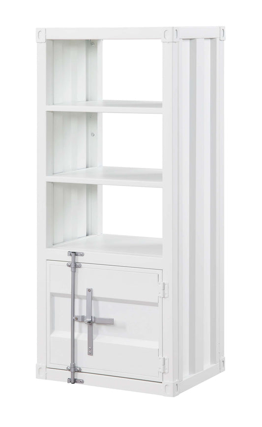 Industrial Style Metal Left Side Pier With 3 Open Shelves, White By Benzara | Shelves & Shelving Units |  Modishstore 