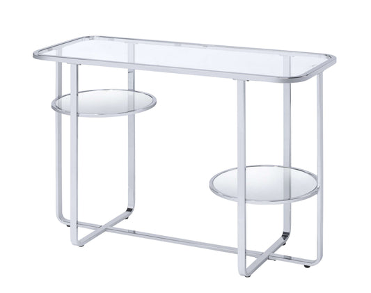 Contemporary Metal Sofa Table With Glass Top, Silver And Clear By Benzara | Console Tables |  Modishstore 
