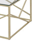 Industrial 3 Piece Table Set With Open Geometric Base, Clear And Gold By Benzara | Coffee Tables |  Modishstore  - 3
